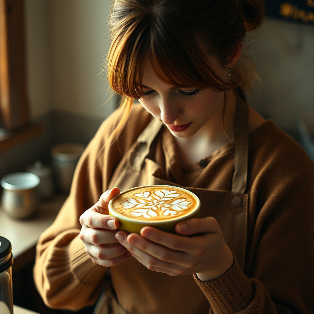 Latte Art by Redhead in Cinematic Lighting