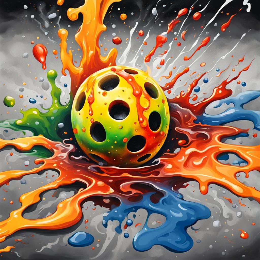 Fiery Melting Pickleball Graffiti Art