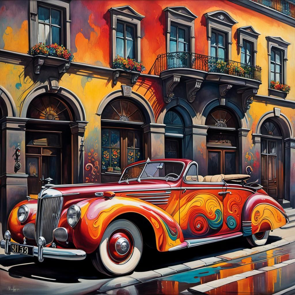 Graffiti Art: 1941 Horch Cabriolet in Abstract Realism