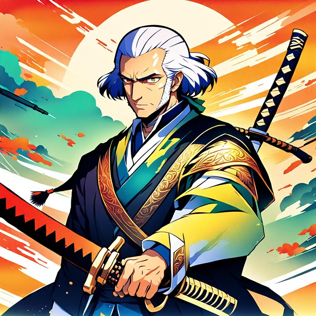 Anime George Washington with Katana and Cat Tail