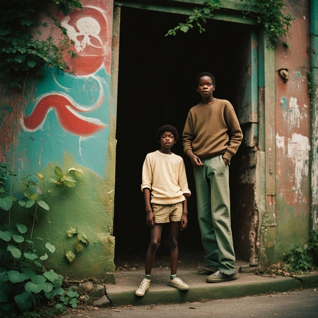 Jungle Street Art in Vintage Film Aesthetic