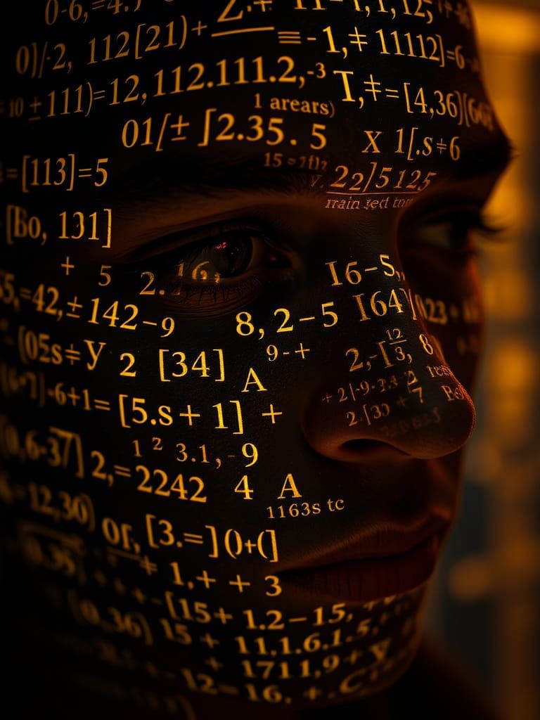 Cyberpunk Math Portraits in Neon Holographic Style