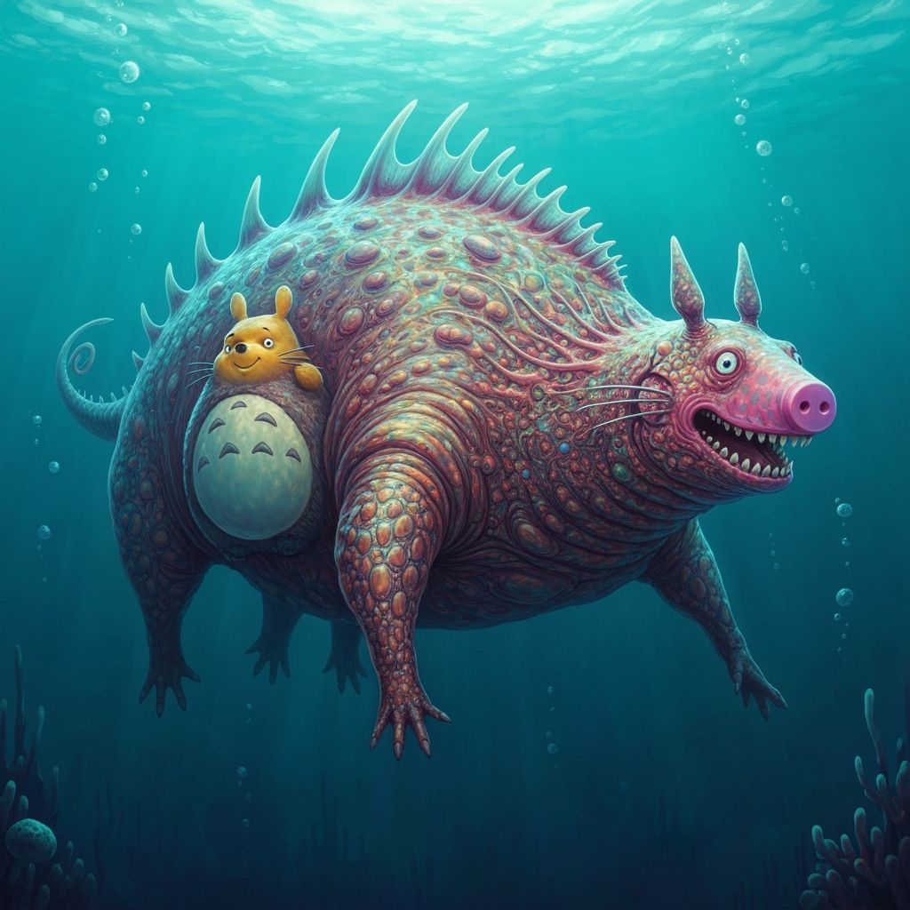 Psychedelic Deep Sea Crossbreed Creature Painting
