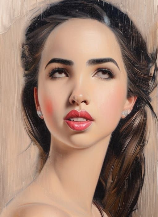 Sofia Carson Portrait in Romantic Oil Painting Style