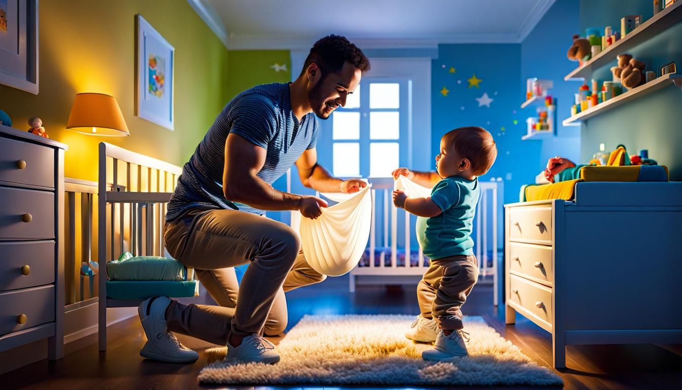 Father and Baby: Colorful, Detailed Concept Art