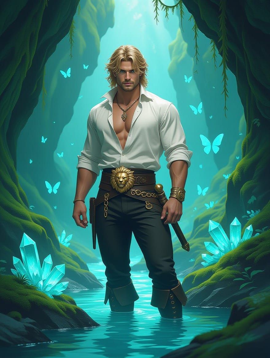 Heroic Fantasy Warrior in Ethereal Landscape