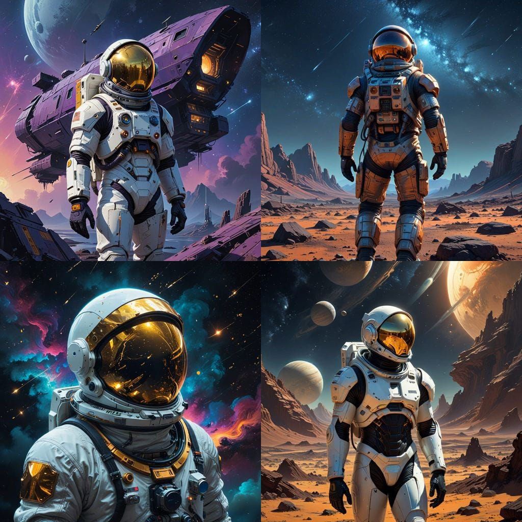 Astronaut Explores Cosmic Landscape