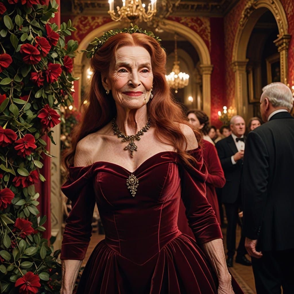 Elegant Victorian Courtesan in Lavish Velvet Dress