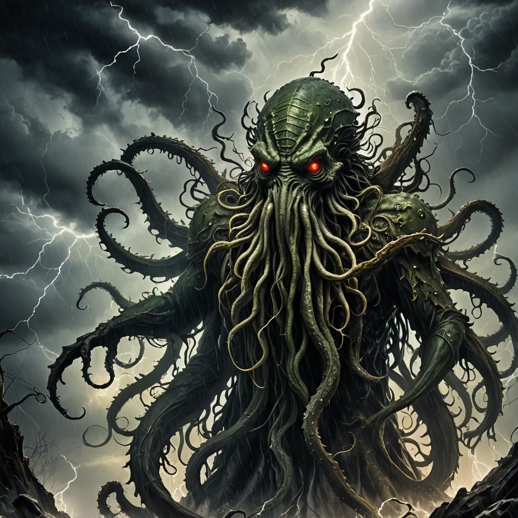 Cthulhu Rises: A Dark Fantasy Mixed Media Artwork