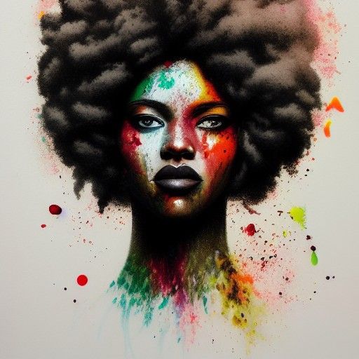 Romantic Gaze in Cyberpunk Paint Splatter