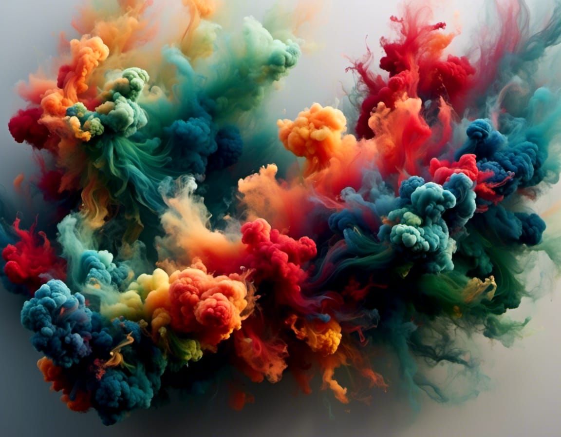 3D Smoke with Red, Green and Gold Powder