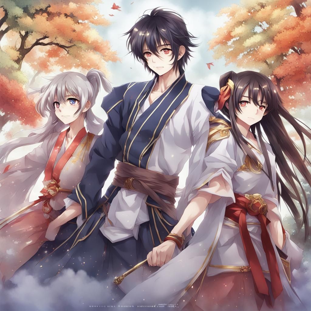 Anime Girl with Long Hair in Manga Style