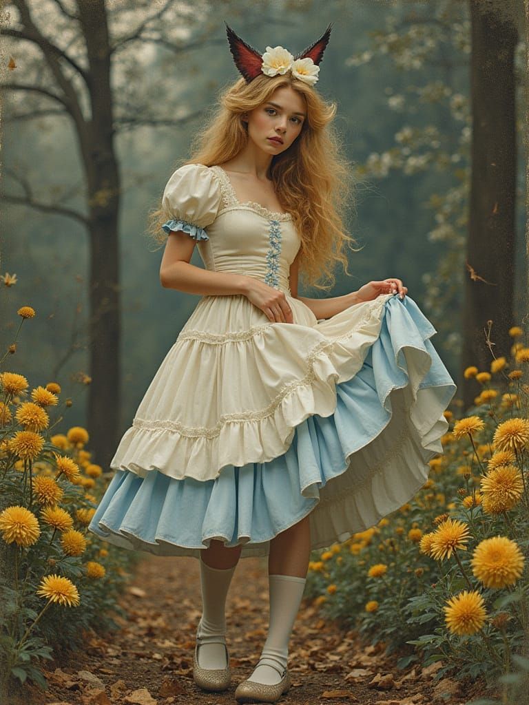 Alice in Wonderland Portrait in Vibrant Epic Style