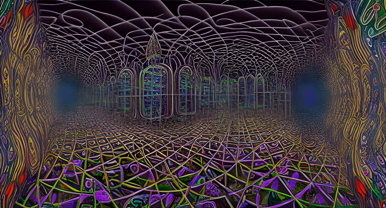 Souls Ascending to Heaven Through Surreal Vortex