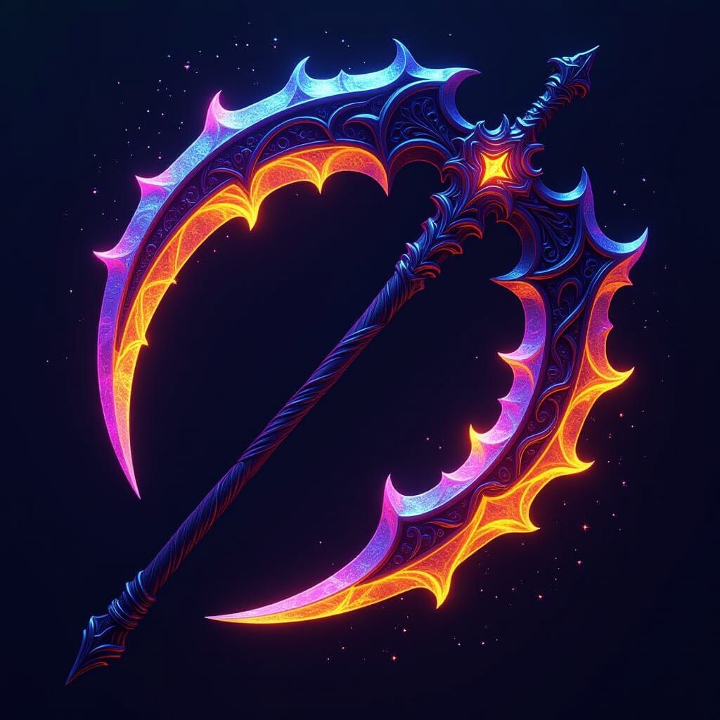 Ice and Fire Scythe Dark Fantasy Concept Art