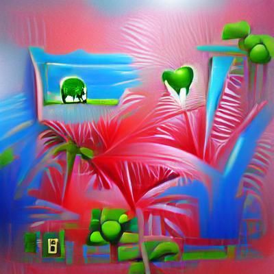 Lush Tropical Island: 3D Acrylic Pop Art