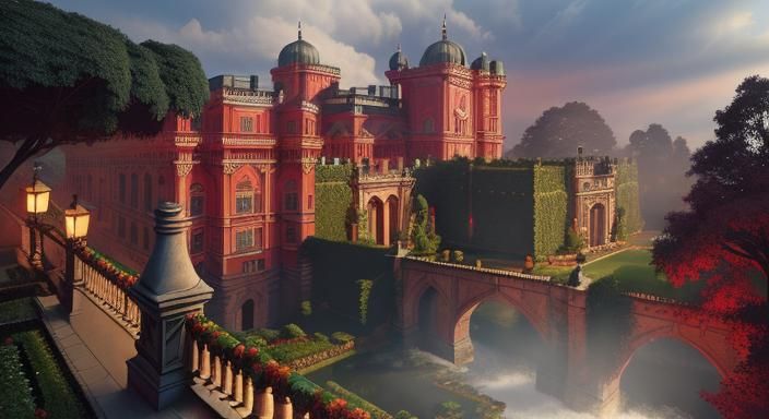 Neo-Baroque Palace in Surreal Garden: Digital Matte Painting