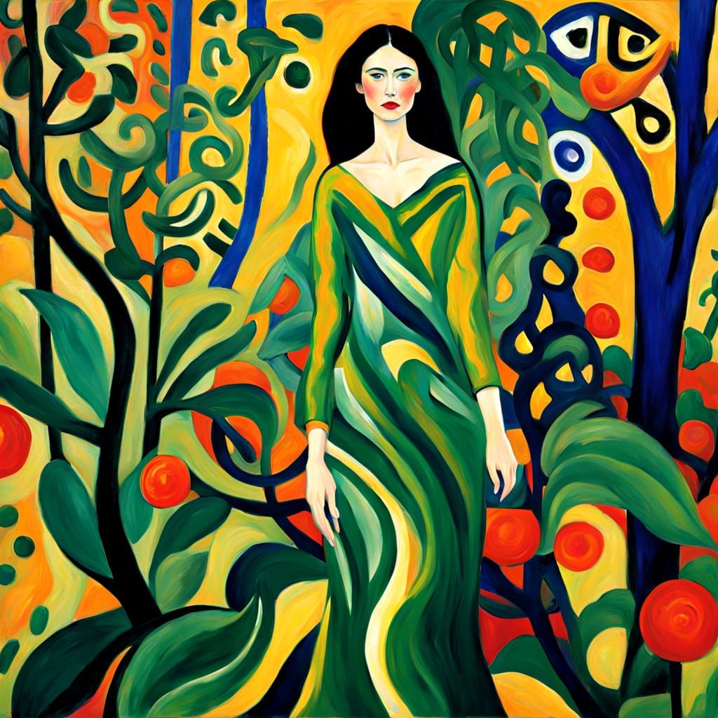 Garden Goddess in Vibrant Fauvist Style