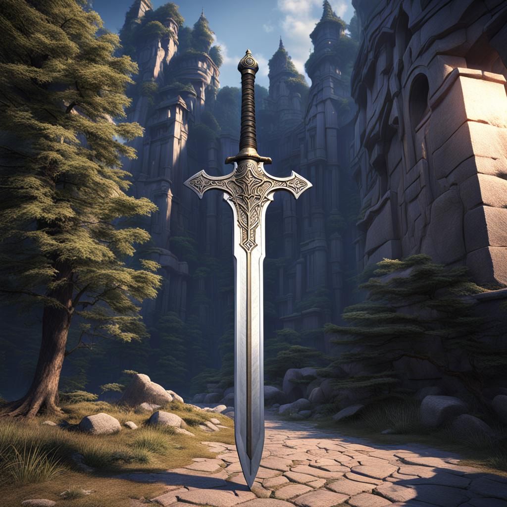 Quadrilateral Roleplay Sword: Detailed Matte Painting