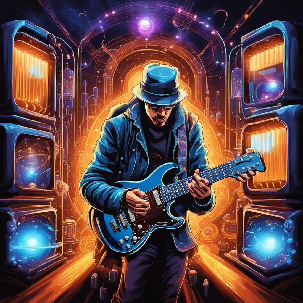 Guitarist's Time-Traveling Amplifier: Retrofuturistic Journe...