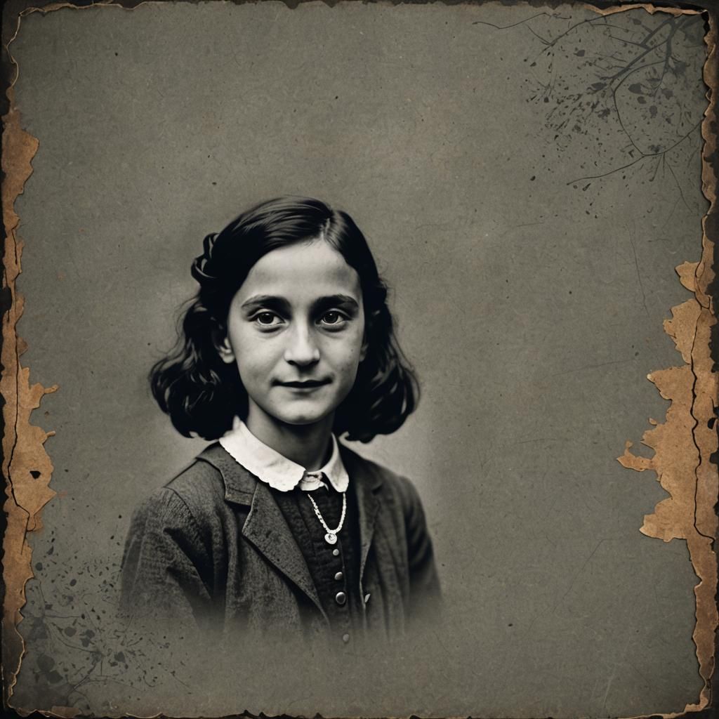 Anne Frank: Detailed Matte Painting in Grayscale