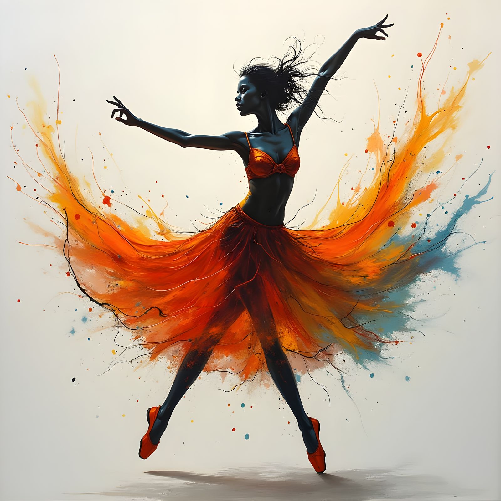 Ethereal Dancer in Motion, Shattered into Vibrant, Abstract ...