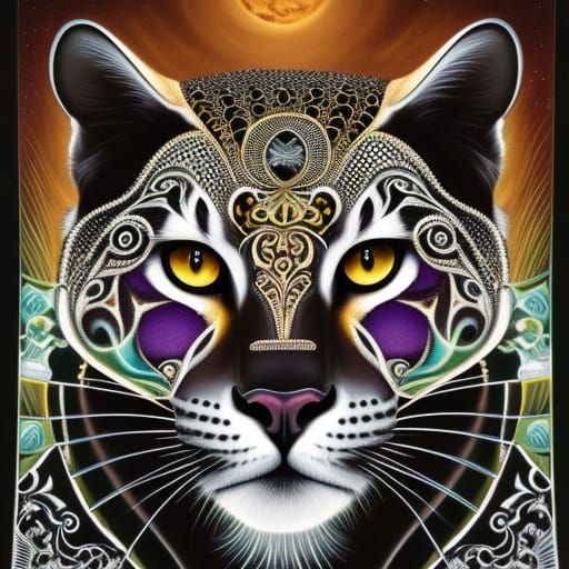 Gothic Steampunk Black Panther in Hyperdetailed Style