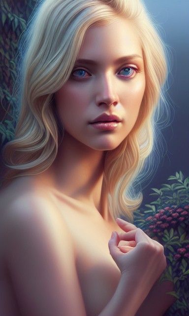 Beautiful Blonde Woman: Photorealistic Digital Art