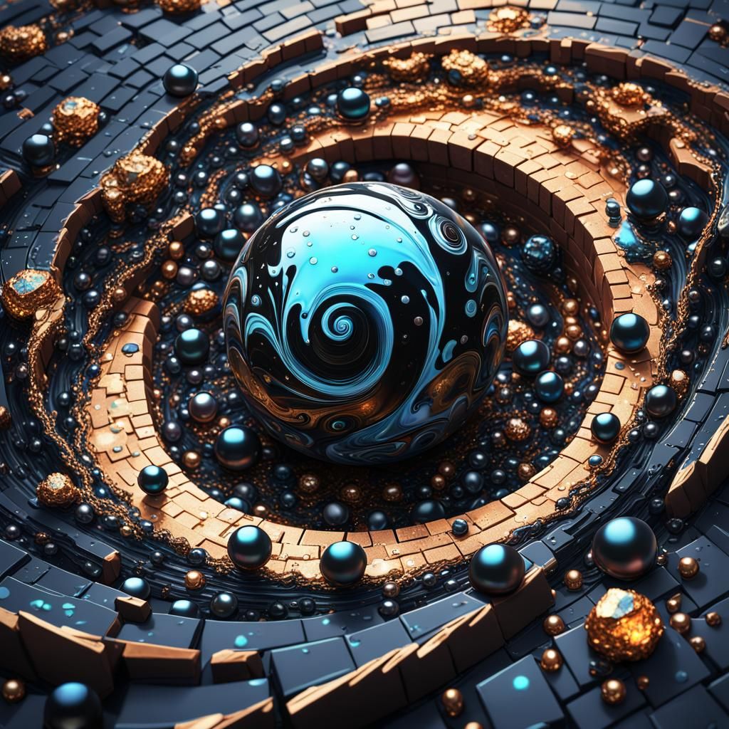 Abstract Swirling Shapes with Diamonds and Pearls