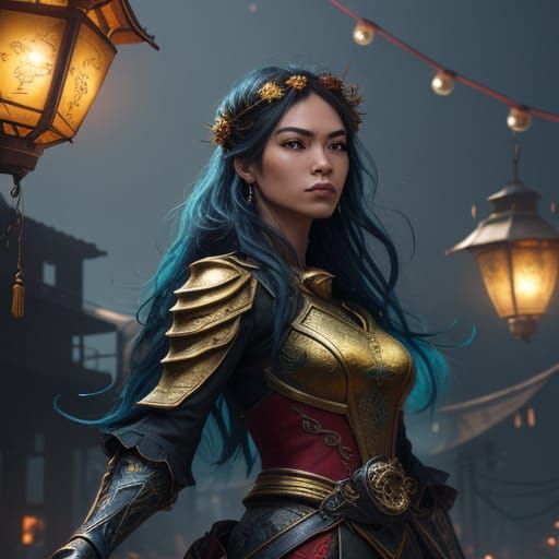 Hyperrealistic Lanterns in Vibrant Splash Art Style