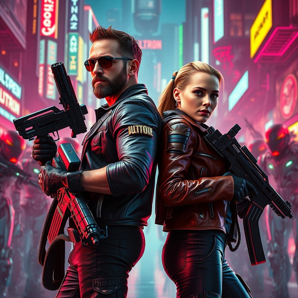 Cyberpunk Heroes Fight Robots in Gritty Metropolis