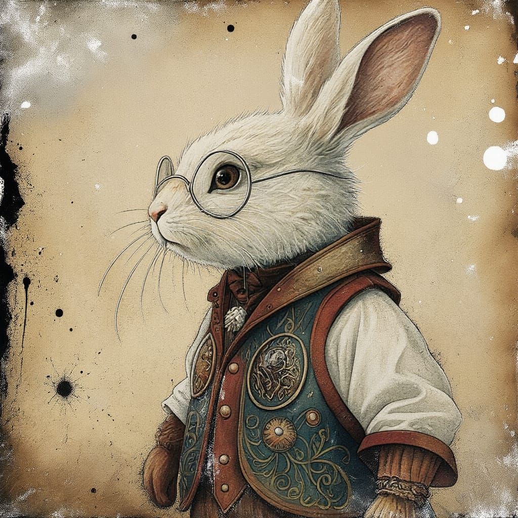 Mystical Rabbit in Waistcoat with Shimmering Aura