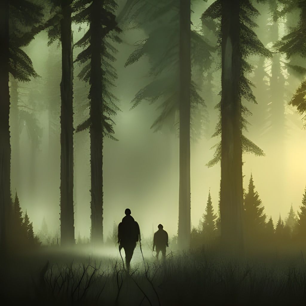 Haunted Eyes in Dark Forest with Ghosts