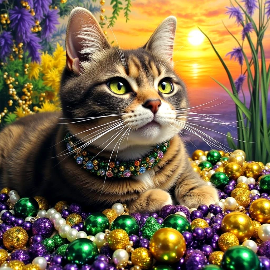 Tiny Pearl Cat's Mardi Gras Celebration