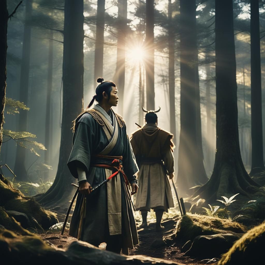 Heroic Centaur in Mystical Forest: Cinematic Film Still