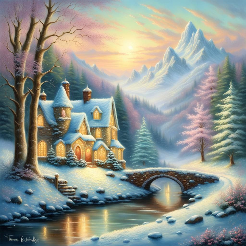 Ethereal Winter Wonderland in Romanesque Pastel Colors