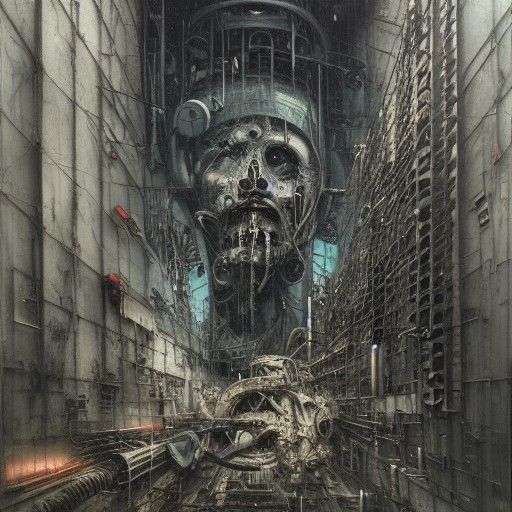 Dieselpunk Cyberpunk Machine of Surreal Pain