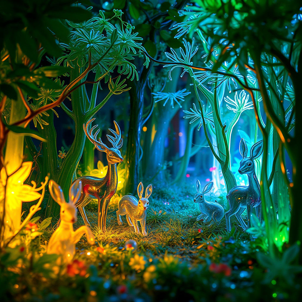 Ethereal Glass Forest Dreamworld with Glass Animals