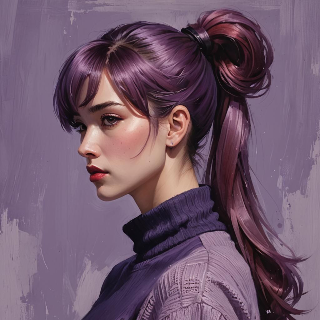 Woman with Ponytail in Cosmic Art Style