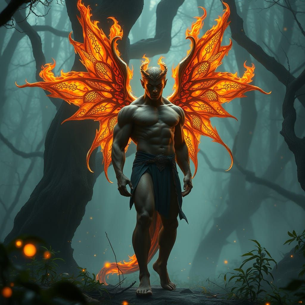 Majestic Heylel in Ancient Woods with Ethereal Wings