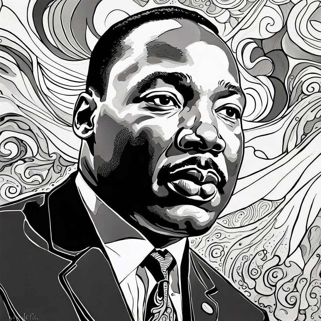 Martin Luther King Jr. Line Art in Pop Style