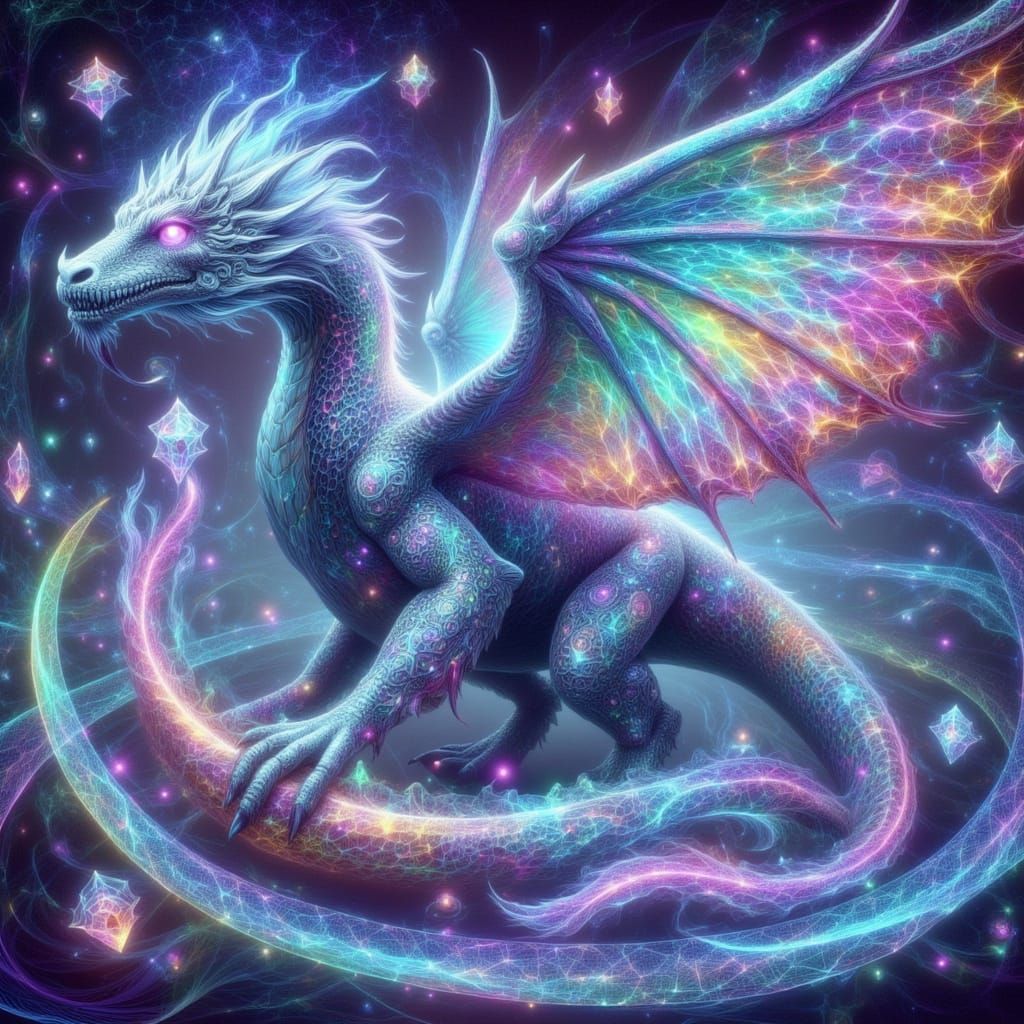 Iridescent Dragon in Sci-Fi Concept Art Style