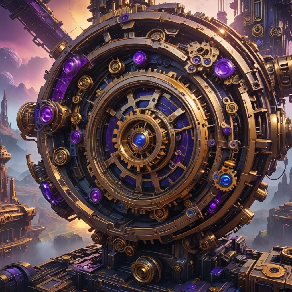 Mechanical Planet with Intricate Sci-Fi Infrastructure