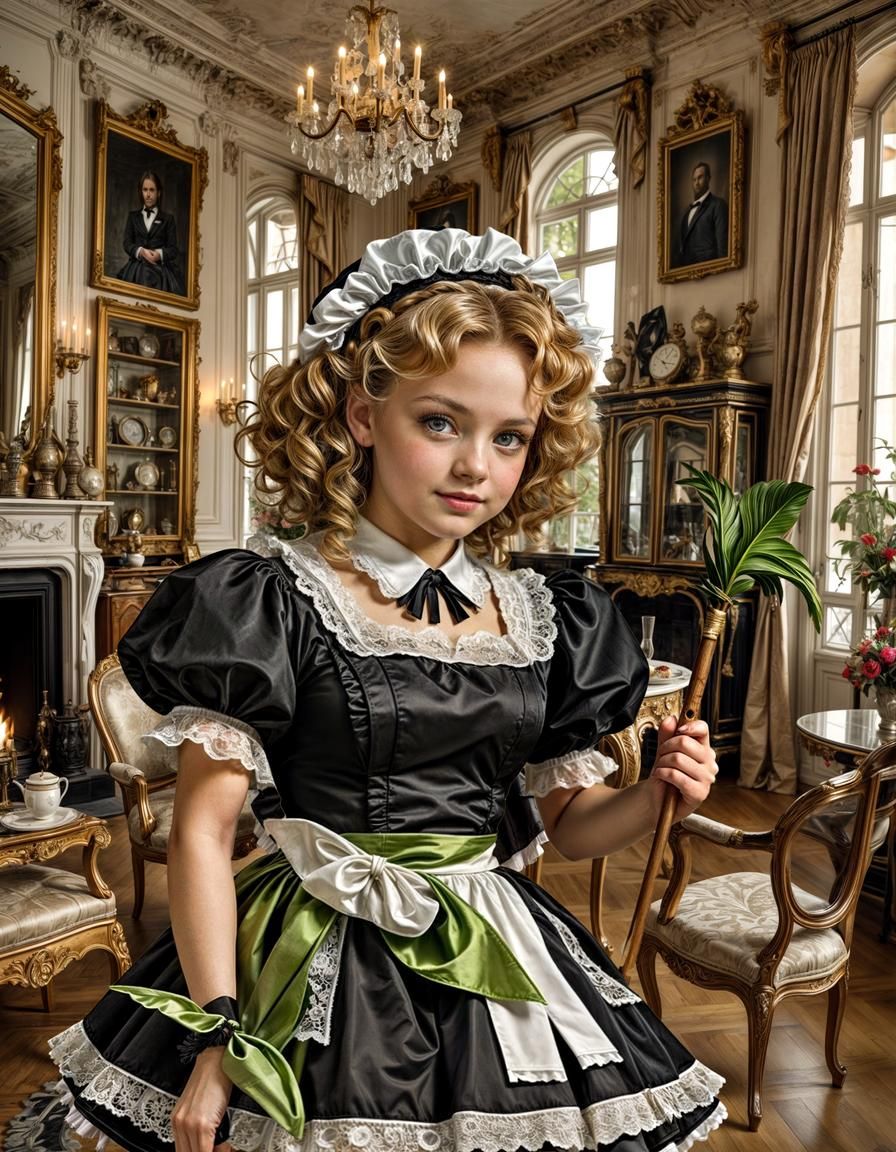 French Maid in Ornate Parisian Apartment