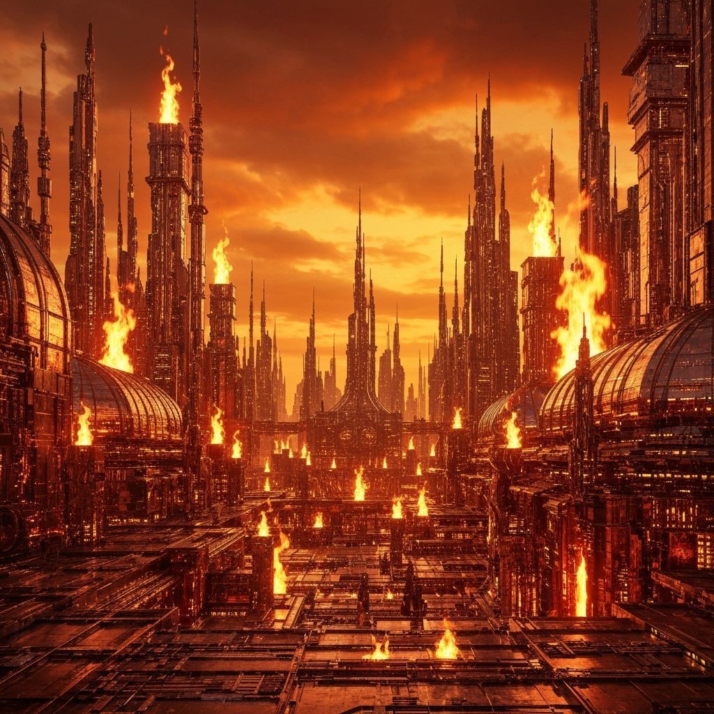 Afro-Futurist City of Copper and Flame