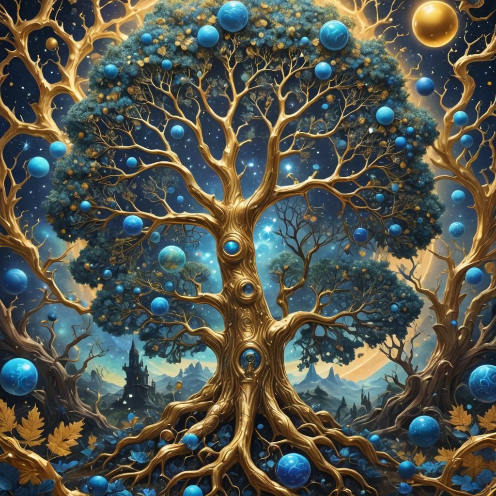 Cosmic Astral Illustration in Holographic Style