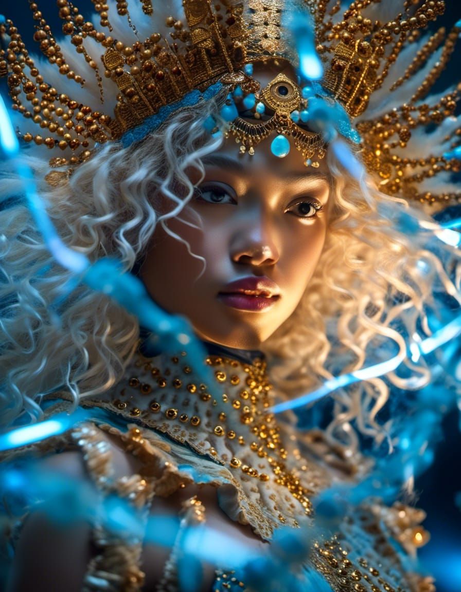 Mystical Warrior in Ethereal Landscape, Photorealistic Style