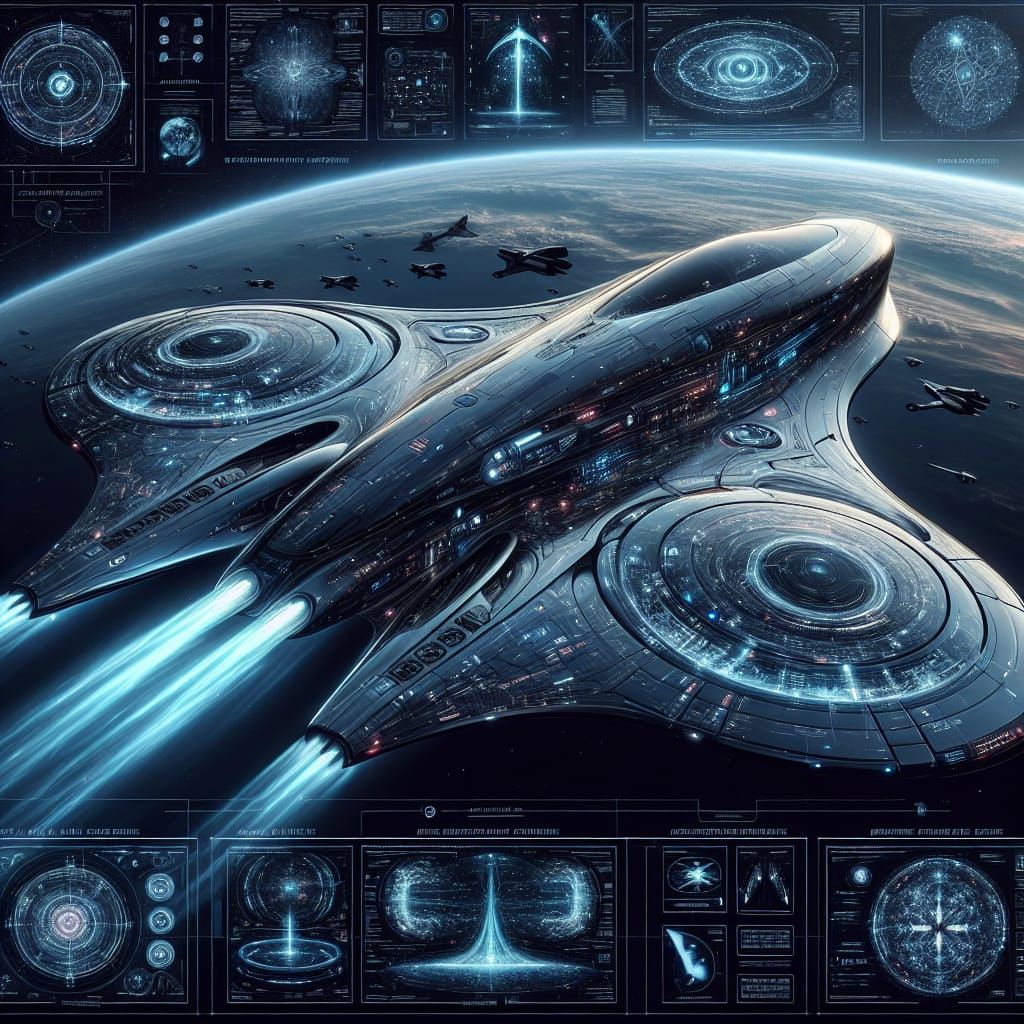 Futuristic Spaceship in Deep Space Digital Art