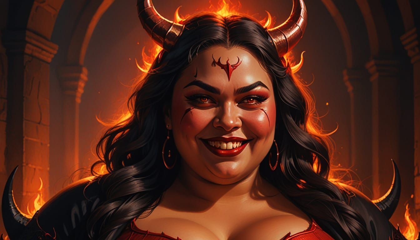 Plus Sized Devil Woman in Dark Fantasy Art