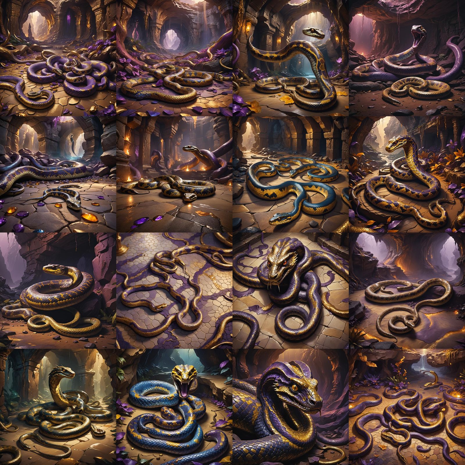 Royal Snake Slithering in Dim Cave